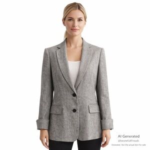 Sticky Fingers London Blazer UK 12 / US S–M Grey Linen Micro Herringbone